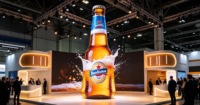 Layar LED Fleksibel Bentuk Botol Bir Khusus, Layar Video LED Warna-Warni Tak Beraturan untuk Iklan Merek Minuman Bar