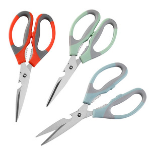 Tijeras de cocina de acero inoxidable con cabeza recta de 4 pulgadas para uso doméstico, naranja, azul, verde - Product Image 2