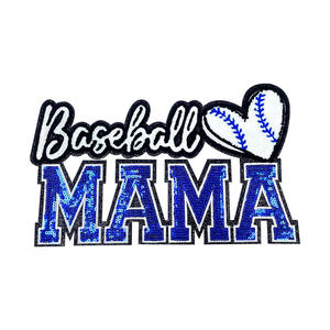 High Density Mama Letter Logo Glitter <b>Patch</b> Football Baseball Sport Style Custom Large Iron <b>On</b> Sequin Chenille <b>Patch</b> For Hoodie - Product Image 3