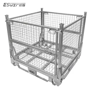 Heavy Duty Collapsible Galvanized Stacking Wire Mesh Pallets Container Stillage Mesh Cage