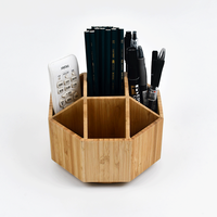 WDF haute qualité simple bureau porte-crayon en bois plateaux rustique bois papeterie organisateur bambou porte-stylo pour bureau