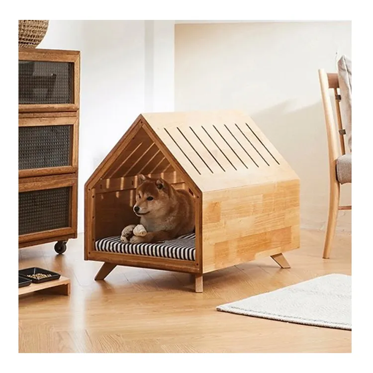 High quality durable wood dog furniture luxury pet wooden bed indoor cat house