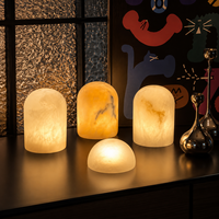 Lámpara de Mesa Inalámbrica de Mármol Natural Premium, Luz Ambiental LED Recargable, Moderna, Minimalista, Decorativa y de Lujo