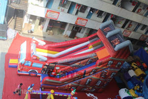 Nouveau camion de pompier Pvc toboggan gonflable jeux de plein air château sautant Commercial 30ft toboggan sec gonflable - Product Image 3