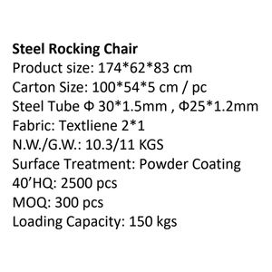 Silla Mecedora de Acero para Exteriores, Silla Reclinable Individual para Jardín, en Oferta - Product Image 5