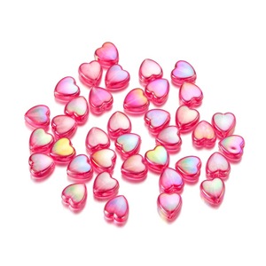 Perles en acrylique en forme de cœur 9x9mm, résine colorée, fournitures de bijoux DIY pour enfants, artisanat fait main - Product Image 3