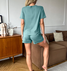 Factory Wholesale Custom Low Moq High Quality <b>Women</b> Summer Casual Blank <b>T</b>-<b>Shirt</b> <b>and</b> <b>Short</b> Pants Two Pieces <b>Set</b> - Product Image 2