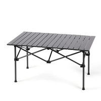 Table de camping pliante multifonction en aluminium, livraison rapide, en métal roulant