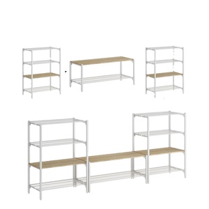 <span class=keywords><strong>Libreria</strong></span> e Mobile TV Autoportante in Metallo con Ripiani Regolabili in Filo Metallico per <span class=keywords><strong>Soggiorno</strong></span>, Scaffali e Mensole per Organizzazione Domestica - Product Image 1
