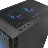 Casing Gaming M-ATX Kompak Panel Depan Berjaring Dengan Sisi Kaca Temper Full Mendukung Pendingin Air Ganda 280mm