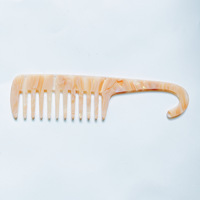 Peigne à cheveux à motif marbré avec dents larges, peigne à démêler, ne se casse pas facilement, peigne pour coiffer les cheveux lâches et bouclés