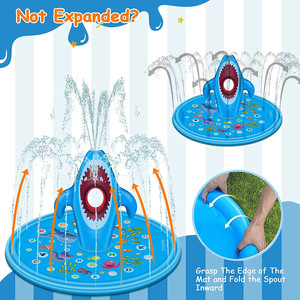 Inflatable Shark Water Spray Mat For Kids Outdoor Play Lawn Toy With Basketball Game And Spraying Feature - Product Image 2