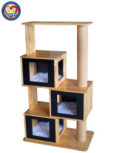 Kayu Hitam padat Maine Coon Kawaii pohon kucing XL pengikis kucing dengan bahan Sisal desain kecil - Product Image 3