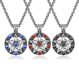 Nuevo Modelo de Moda en Oferta - Collar con Colgante de Estrella de Cinco Puntas con Logotipo Retro de Diablo/Sátanás. Venta Directa de Fábrica. - Product Image 3