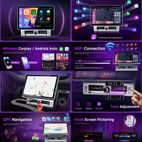 Podofo Layar HD 11,5 inci yang Dapat Diputar, Tombol Piano Tunggal, Radio Mobil Double Din 4+64G, Wireless Carplay/Android Auto OEM