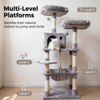 Arbre à chat ShengZe MA01, grand, mignon, moderne, écologique, avec plateforme de saut intégrée, poteau en sisal, structure d'escalade, bois de qualité, emballage en carton