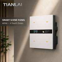 Interrupteur intelligent Tianlai M15 à 4 touches programmables avec affichage de l'heure et de la météo, panneau mural Zigbee 3.0 pour la domotique
