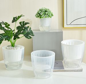 Nouveau rond Transparent en plastique auto-arrosage Pot de fleur hydroponique planteur conteneur pour la maison et le jardin stockage de l'eau - Product Image 2