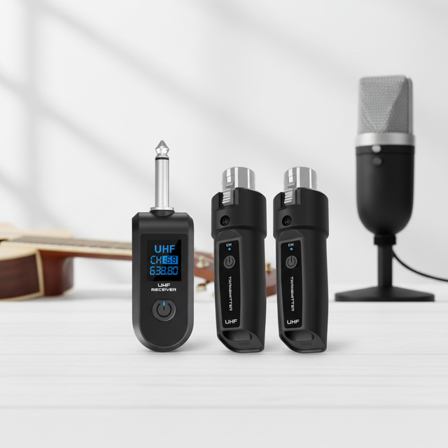 2.4G Wireless Guitar Microphone for Stage Performance Lavalier Handheld USB 6.35mm XLR Connector ABS Musical Accessories