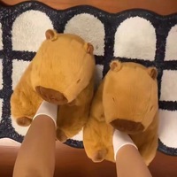 Chaussons d'intérieur chauds d'hiver en peluche Capybara, doux et réalistes, en forme de dessin animé