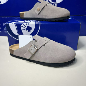 Новые модные сабо Birkenstock <span class=keywords><strong>2025</strong></span> года из денима и натуральной кожи с увеличенной пробковой подошвой, полузакрытые, для зимнего сезона - Product Image 4