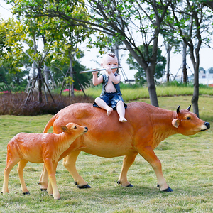 Soporte Oem resina granja vacas ganado a la venta/tamaño real amarillo ganado estatua Prop/fibra de vidrio 2M altura jardín ganado <span class=keywords><strong>escultura</strong></span> - Product Image 5