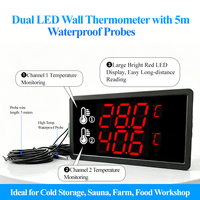 Detector Industrial de Temperatura Dual con Pantalla, Sonda Impermeable, Carcasa de ABS, Monitor de Alarma de Temperatura para Monitoreo de Cadena de Frío, CE