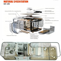 Maisons préfabriquées intelligentes de luxe modernes à 2 chambres, type capsule spatiale mobile, avec cuisine, pour hôtels