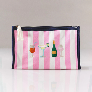 <span class=keywords><strong>Pochette</strong></span> de maquillage à motifs rayés brodés, prête pour les vacances, avec fermeture éclair - Product Image 3