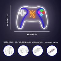 Enseigne néon VS Gamepad - Lumière LED blanc chaud alimentée par USB, indice IP20, pour salle de jeux/décoration de chambre d'adolescent