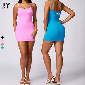 Combinaison d'été pour femmes JY Vente en gros Dos nu sans manches Logo personnalisé Elégant Shapewear Bodycon Short Slip Dress - Product Image 1