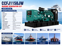 Grupo electrógeno marino trifásico sin escobillas SCDC CCFJ1150JW de 1150 kW y 1800 rpm, generador diésel K50-DM para dragas y transbordadores.