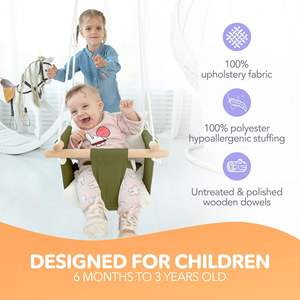 Chaise suspendue pour bébé Cateam en toile et bois avec ceinture de sécurité pour une utilisation intérieure et extérieure - Product Image 6