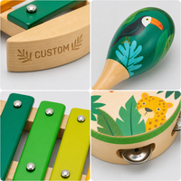 Ensemble d'instruments de musique en bois sur le thème des animaux, jouets Montessori en bois, jeu familial, éducation précoce, apprentissage de la conscience rythmique