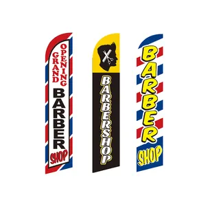 Bandeira de barbeiro com logotipo personalizado, bandeira de barbeiro com estampa digital, bandeira de publicidade personalizada para uso ao ar livre, kit de bandeira de penas personalizada