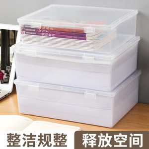Transparent Document Storage <b>Box</b> Large Capacity A4 <b>File</b> Organizer Stackable With Lid Desktop Office Use - Product Image 5