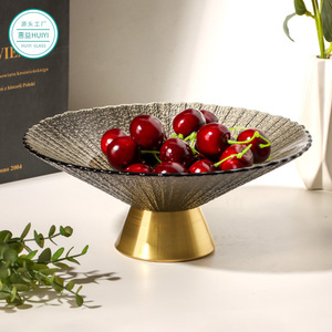 Fruit Bowl Glass With Copper Base Large Creative Luxury Retro Design For Party Decor - Product Image 3