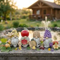 Figurines de jardin en résine résistantes aux intempéries, faites à la main, sur le thème des fruits, pour la récolte d'automne, décorations de jardin et de pelouse, ensemble assorti en gros