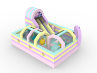 Château gonflable amusant rose et violet avec toboggan coloré en PVC, château gonflable commercial personnalisé pour enfants, parc d'attractions