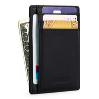 Saku Depan Dompet Pria Tipis Slim Minimalis RFID Blocking Kulit Kustom Pemegang Kartu Kredit