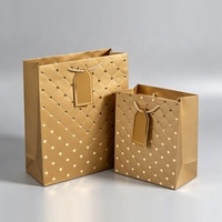 Bolsa de Papel para Regalo de Perfume y Joyería Premium al por Mayor, Bolsa de Papel de Compras de Lujo con Estampado en Dorado y Negro con Etiqueta Colgante