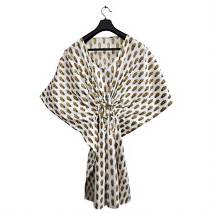Vestido Cruzado de Gasa con Cuello en V y Estampado de Puntos Dorados, Holgado, Midi, Informal, para Verano, Cómodo y Elegante para Mujer - Product Image 1