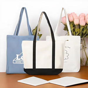 Sac fourre-tout en toile de coton naturel avec poignée en ruban et fermeture éclair - Sac de courses réutilisable et écologique - Plusieurs tailles pour les commandes en gros - Product Image 4