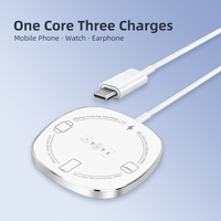 Chargeur sans fil magnétique ultra-fin 3 en 1 multifonction 15W à charge rapide pour téléphone, montre connectée et écouteurs