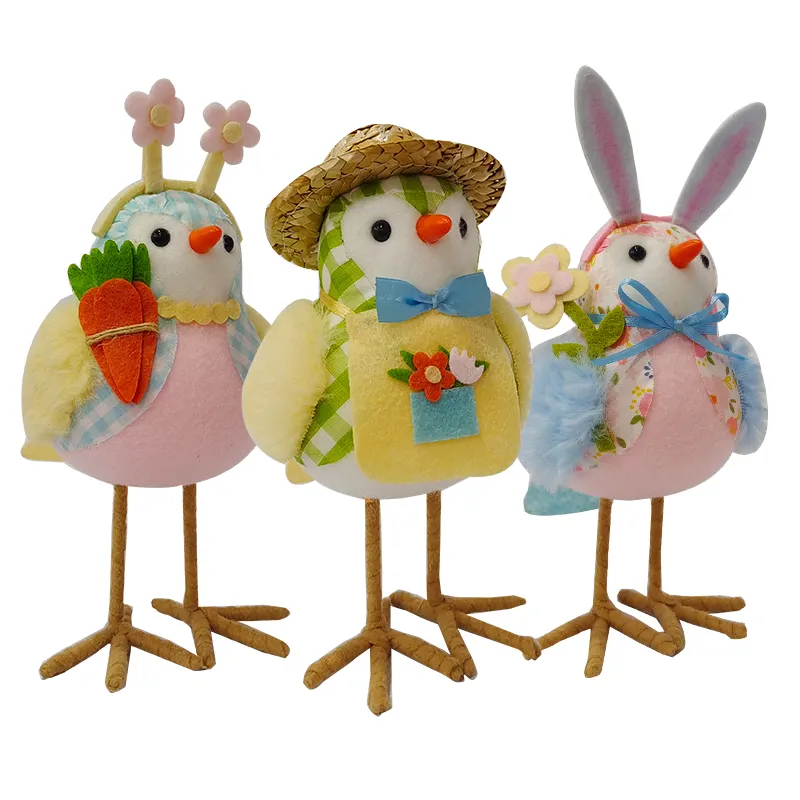 Kunden spezifische Filz Ostern Geschenke Kaninchen Ohr Spritz Vögel künstliche Regal Dekorationen niedlichen Robin Bird