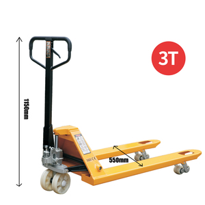Chariot à palettes manuel jaune 550*1150mm, capacité de charge 3 tonnes, meilleur prix, idéal pour le transport de marchandises - Product Image 1