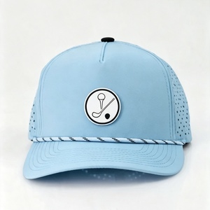 Casquette Trucker 5 Panneaux Personnalisée à Calotte Haute, Perforations Laser, Chapeau de Golf, Détail Corde en Caoutchouc, Fermeture Snapback en Plastique, Logo Personnalisé Réglable - Product Image 1