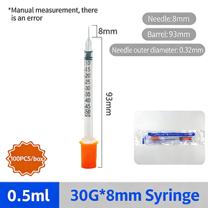 Customizable 100 Pieces/box Disposable Sterile Medical &amp; Veterinary 0.3ml 0.5ml 1ml Insulin <strong>Syringes</strong> 31G Safety Diabetic <strong>Needle</strong> - Product Image 4