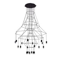 Lustre personnalisé en verre, fer et acrylique, design moderne et luxueux, géométrique, multi-lumières, pour salon, hall d'hôtel, décoration