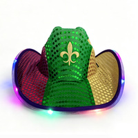 Cappello da Cowboy con Paillettes LED Argentate, Cappello Scintillante in Stile Western per Feste di Addio al Nubilato, Discoteca, Halloween, Carnevale e Costumi